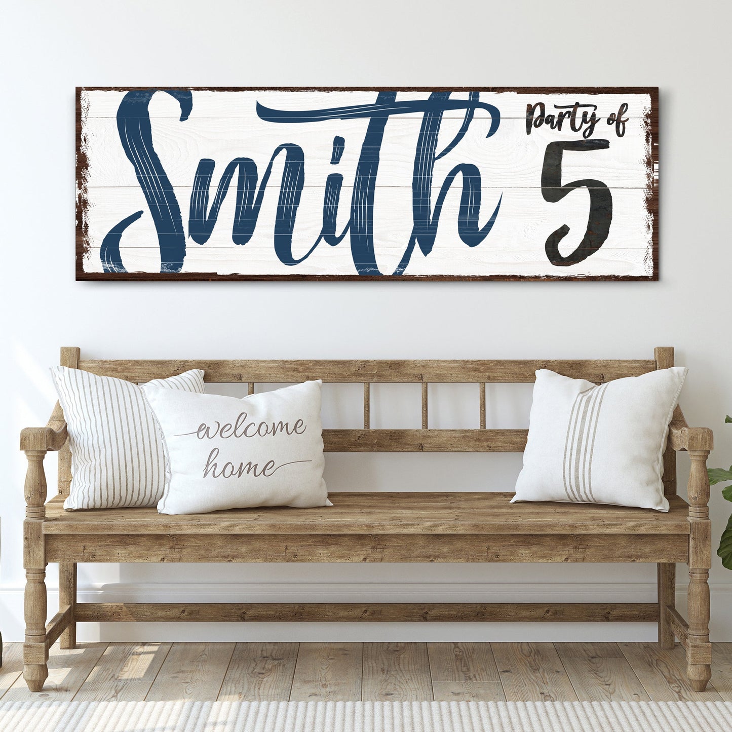 Personalized Party of Family Sign canvas with white wood background Tailored Canvases on Tampa Home & Garden Store