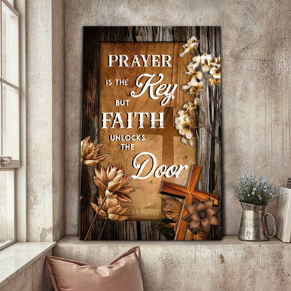 Canvas faith sign Tailored Canvases brown wood-grain panel with floral accents on Tampa Home & Garden Store