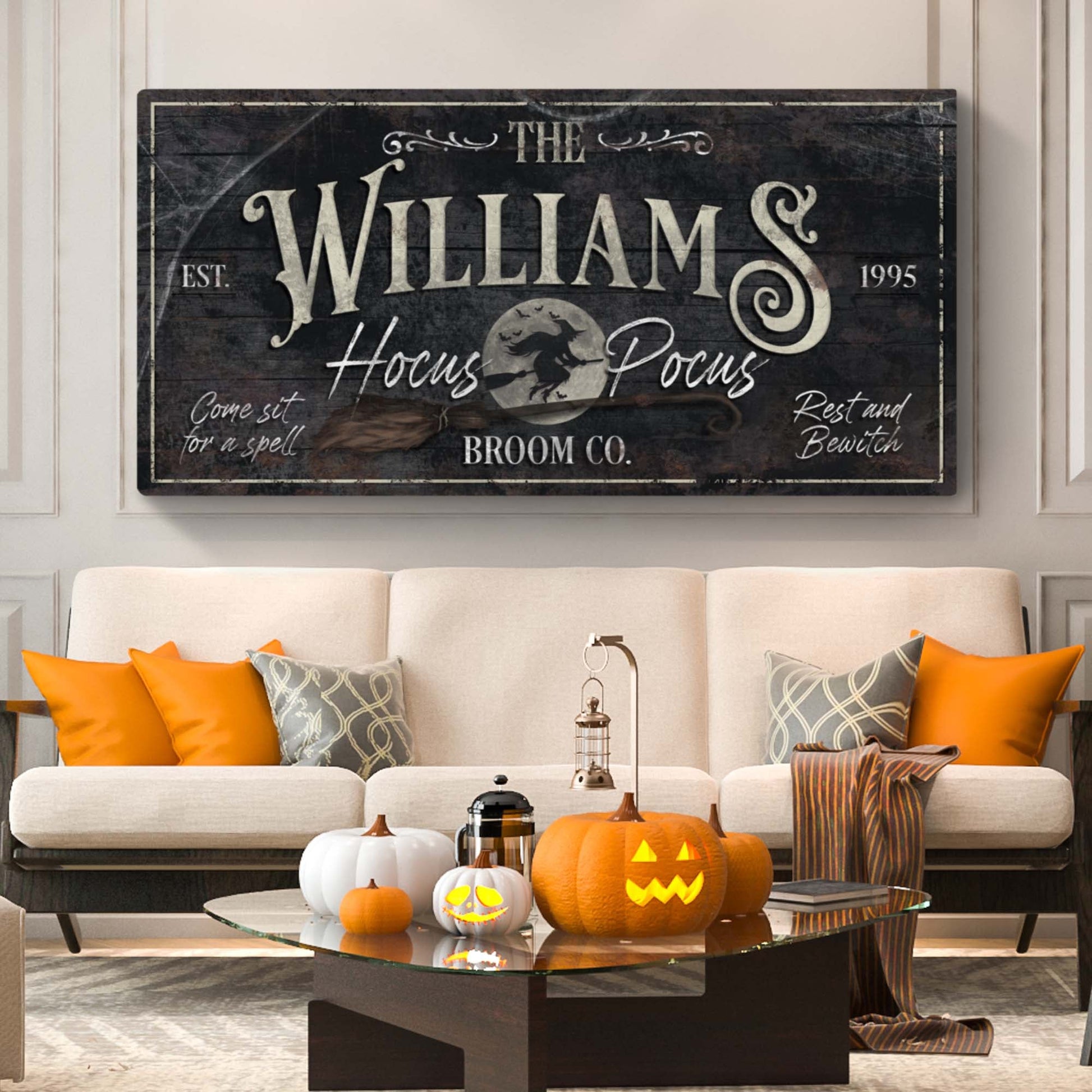 Personalized Hocus Pocus Halloween Sign II canvas by Tailored Canvases in distressed wood on Tampa Home & Garden Store