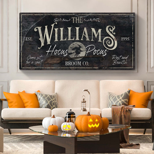 Personalized Hocus Pocus Halloween Sign II canvas by Tailored Canvases in distressed wood on Tampa Home & Garden Store