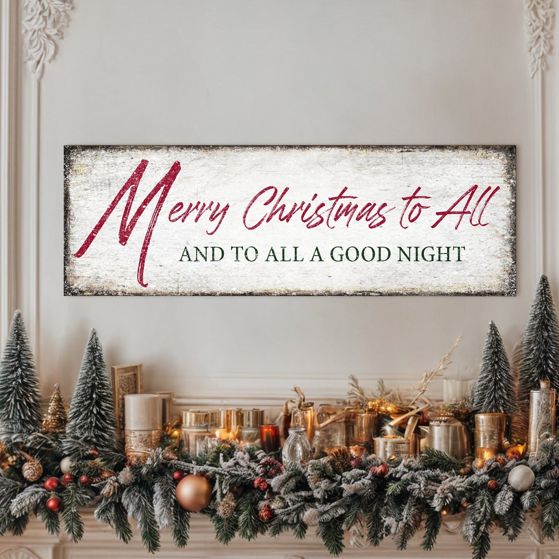 Merry Christmas To All And Good Night Sign III canvas by Tailored Canvases, rustic look on Tampa Home & Garden Store