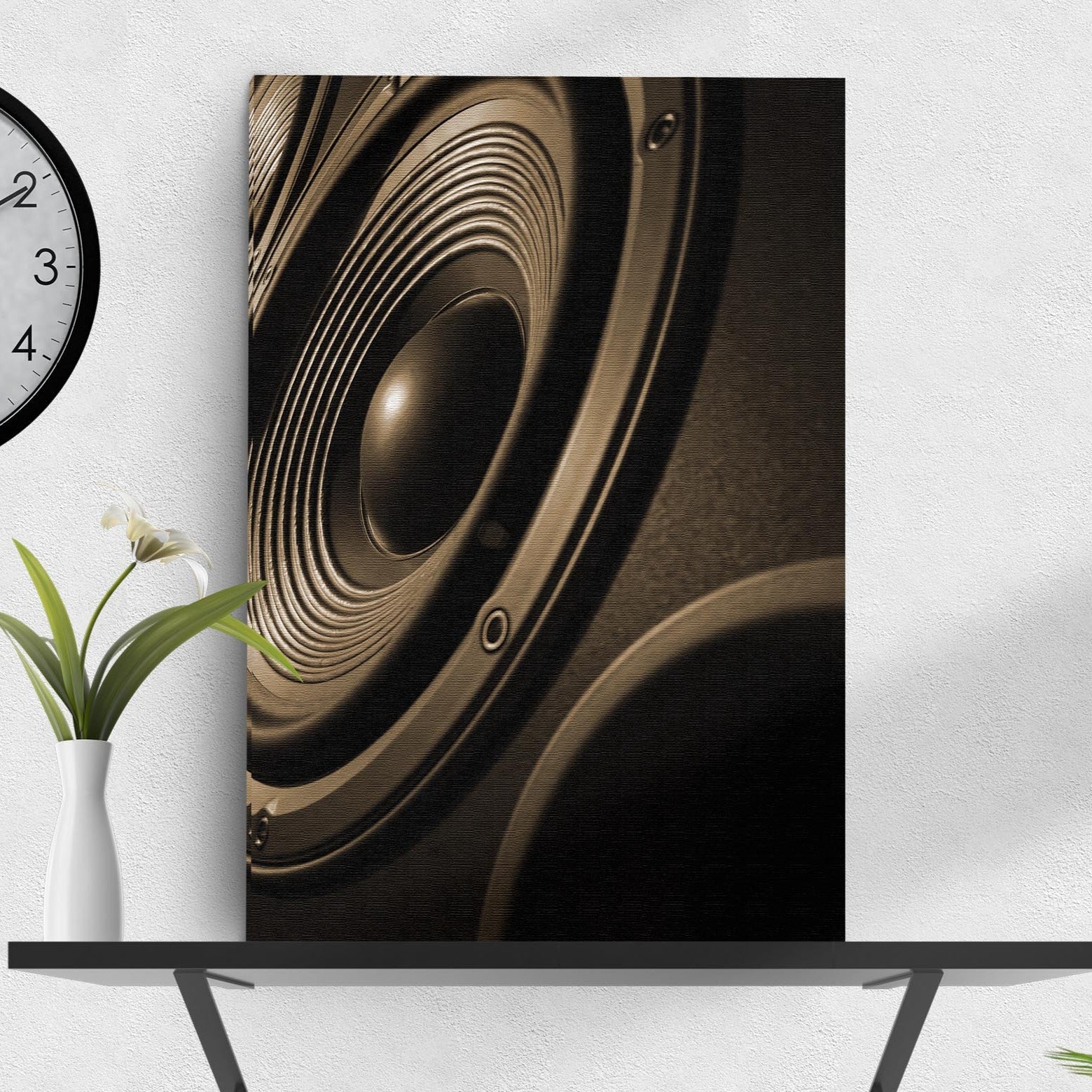 Music equipment speakers sepia canvas wall art, close-up of a speaker cone, Tailored Canvases on Tampa Home & Garden Store