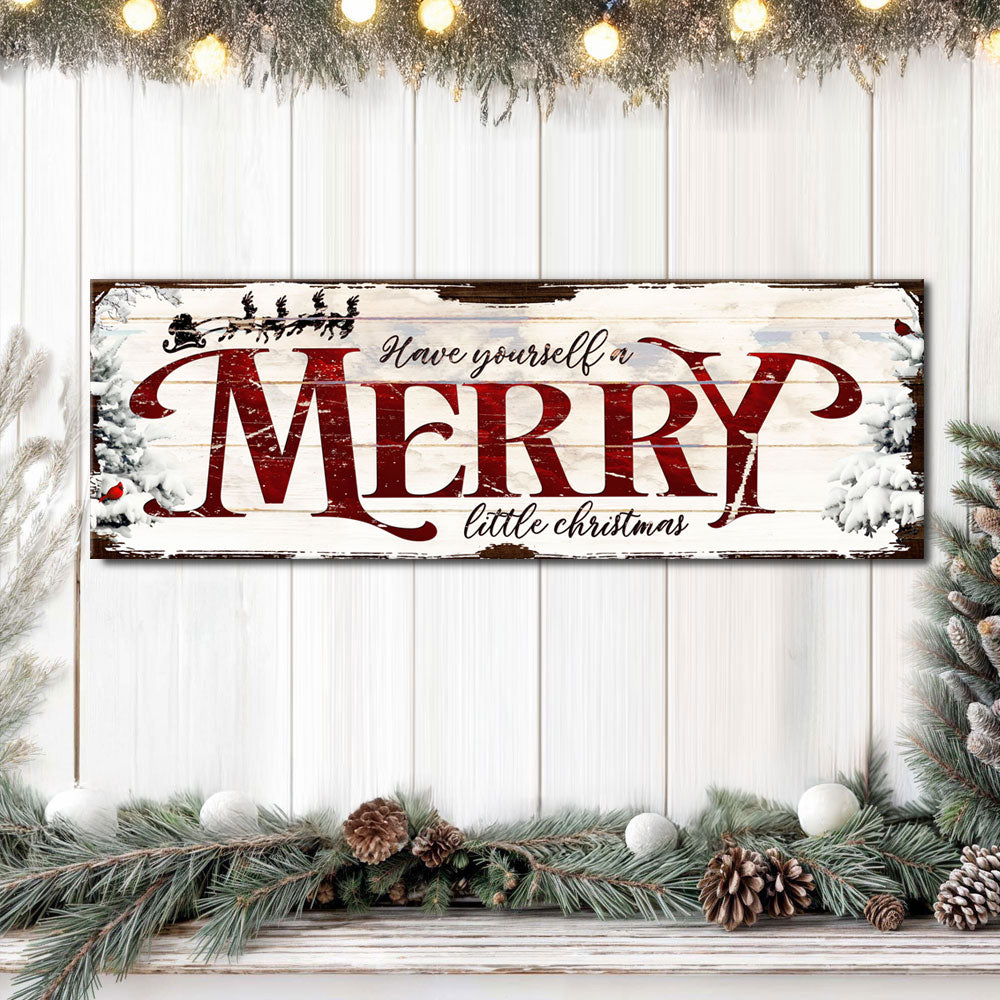 Have Yourself a MERRY little Christmas canvas sign with wood backdrop by Tailored Canvases on Tampa Home & Garden Store