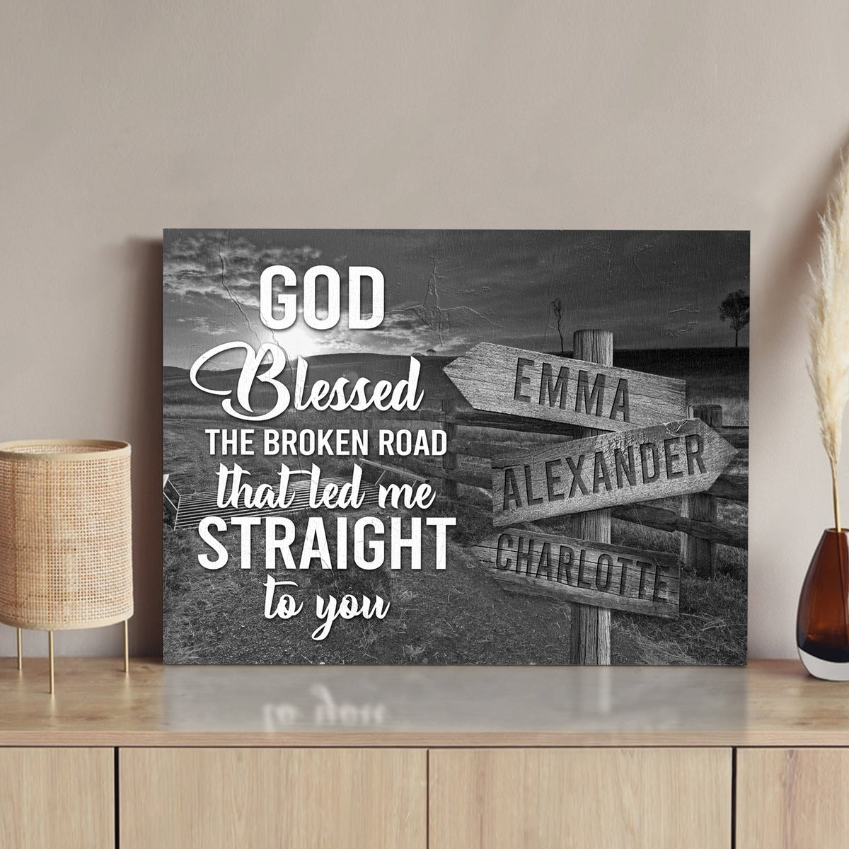 That Led Me To You Family Names Sign canvas by Tailored Canvases wood collage crafting canvas on Tampa Home & Garden Store