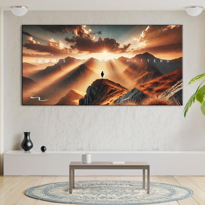Focus - Cool Wall Art canvas Tailored Canvases; sunset mountain landscape in warm orange hues on Tampa Home & Garden Store