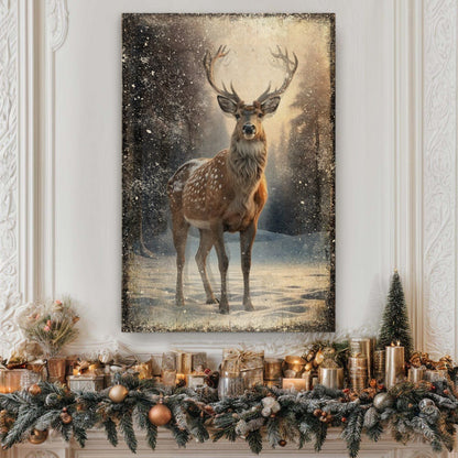 Vintage Winter Deer Christmas Wall Art IV canvas by Tailored Canvases snowy deer scene on Tampa Home & Garden Store