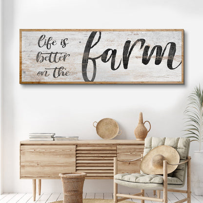 Life Is Better On The Farm Sign VII canvas by Tailored Canvases, rustic wood frame wall art on Tampa Home & Garden Store