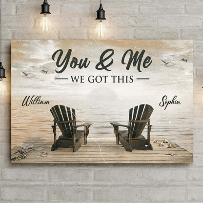We Got This Couple Sign Canvas fishing themed by Tailored Canvases on rustic deck chairs on Tampa Home & Garden Store