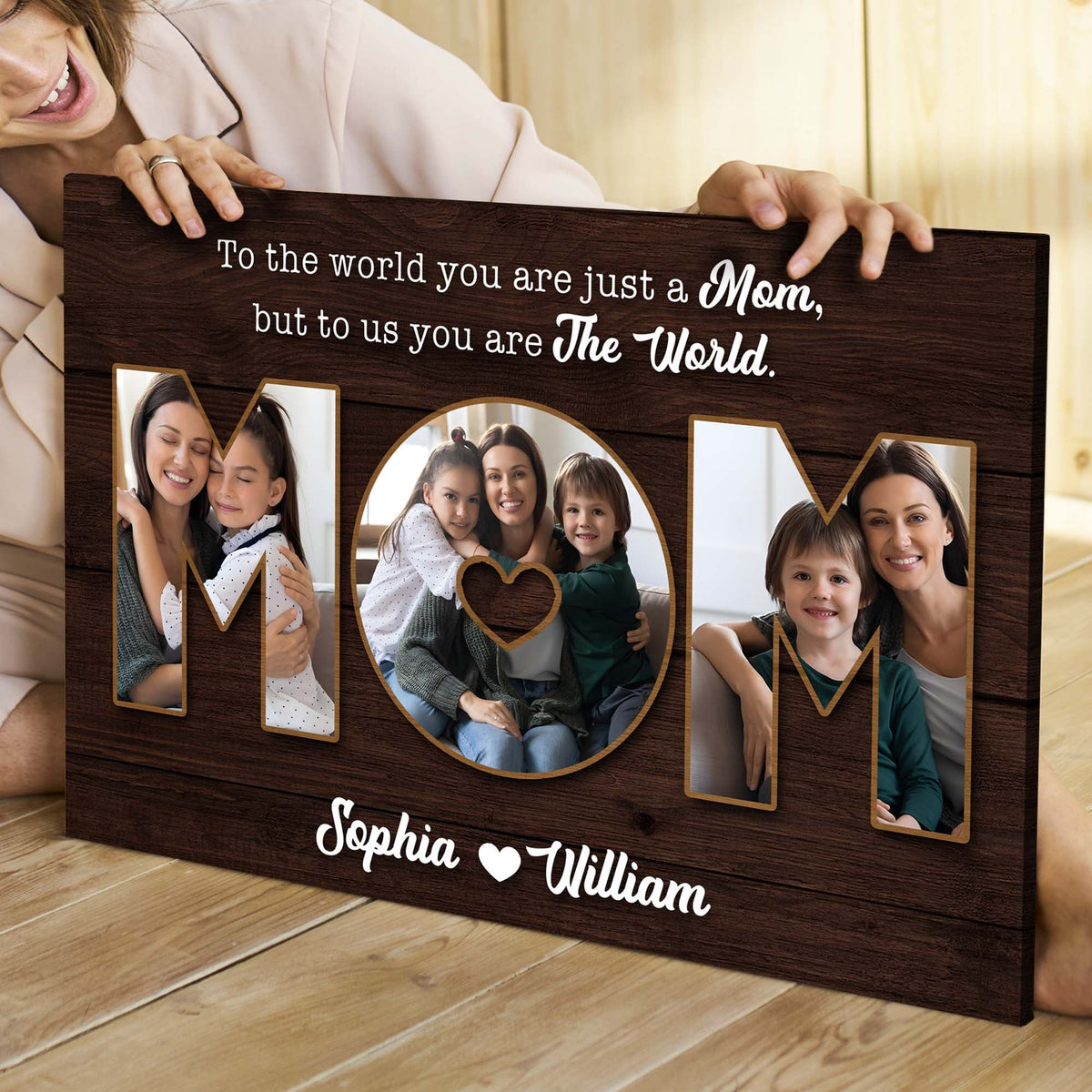Canvas Tailored Canvases Mother's Day To Us You Are The World II photo collage on wood on Tampa Home & Garden Store