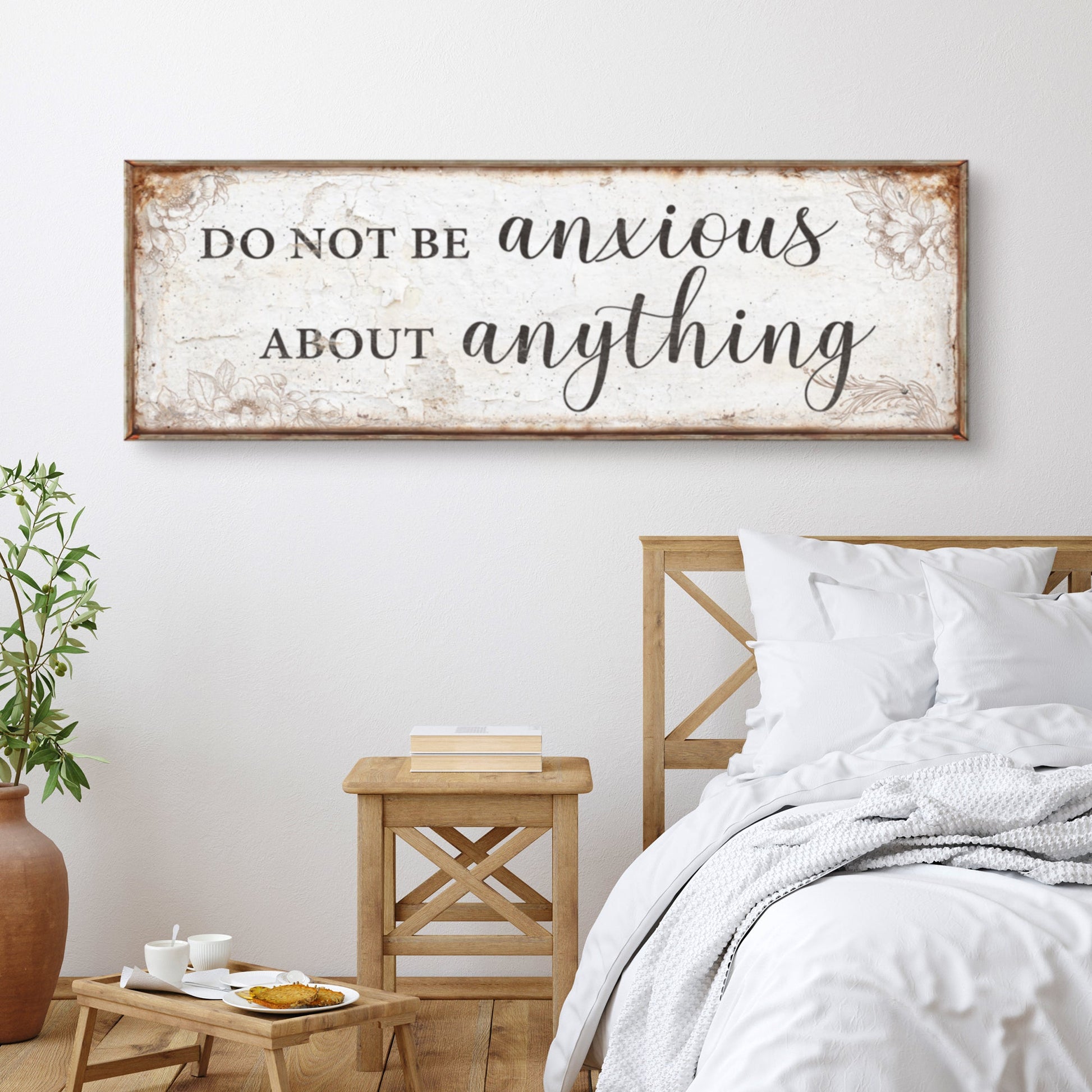 Do Not Be Anxious About Anything Faith Sign canvas by Tailored Canvases with floral on Tampa Home & Garden Store