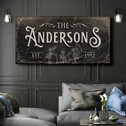 Gothic Family Sign IV canvas in distressed black with white typography by Tailored Canvases on Tampa Home & Garden Store