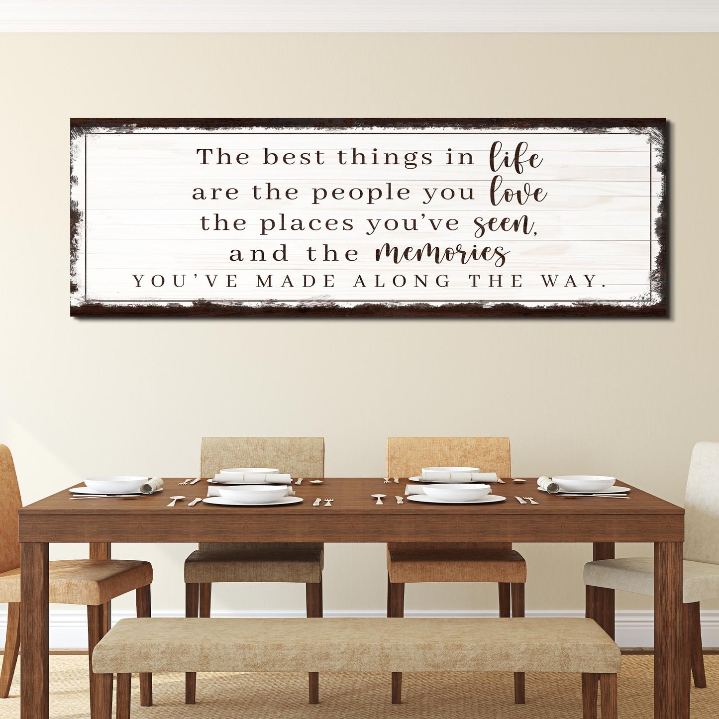 Tailored Canvases The Best Things In Life Sign VII canvas wall art with white wood frame on Tampa Home & Garden Store