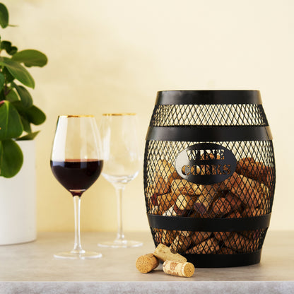 Modern Metal Barrel Cork Holder and Home Decor