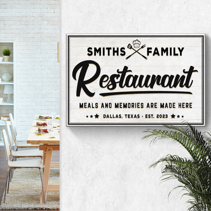 Restaurant Sign V canvas by Tailored Canvases with wood panel and Smiths Family typography on Tampa Home & Garden Store