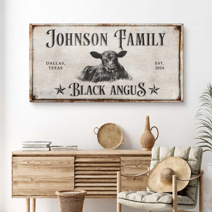 Black Angus Cattle Sign canvas by Tailored Canvases, rustic farmhouse wall art on Tampa Home & Garden Store