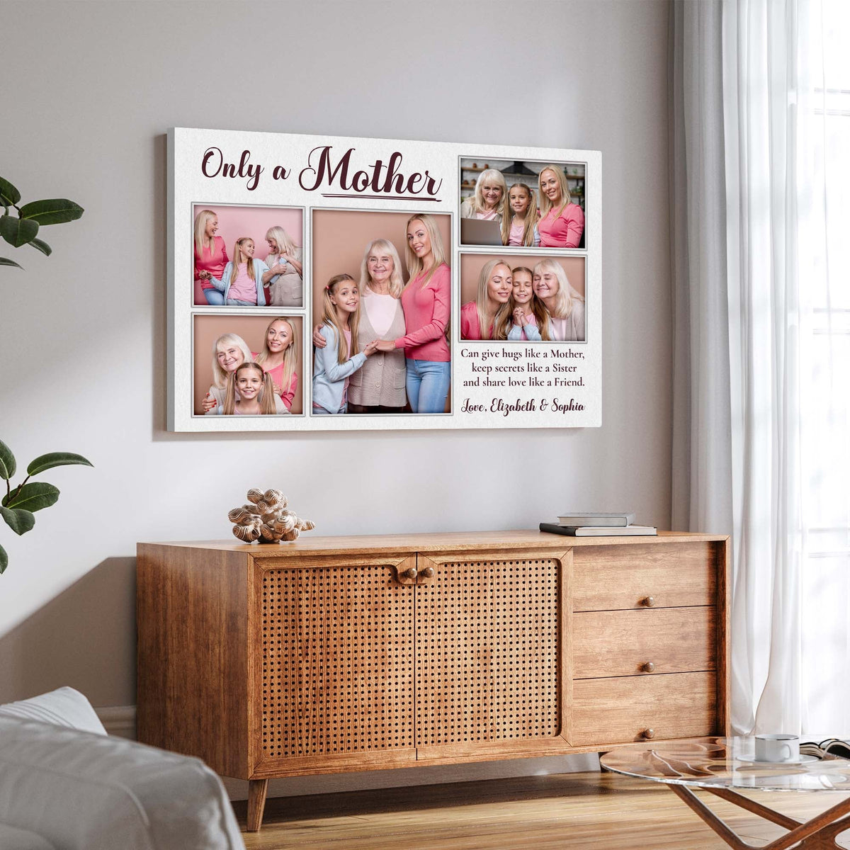 Canvas collage Only a Mother by Tailored Canvases crafting canvas with family photos on Tampa Home & Garden Store