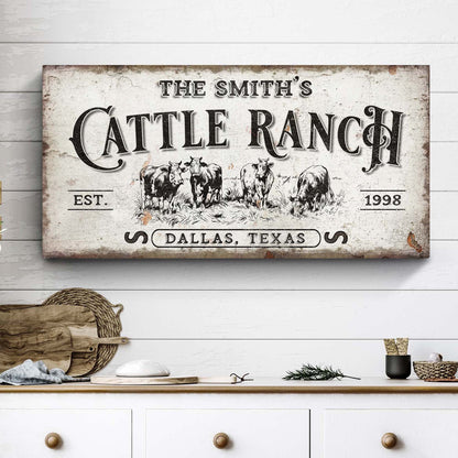 Branded Cattle Ranch Sign canvas by Tailored Canvases with rustic cattle art on Tampa Home & Garden Store
