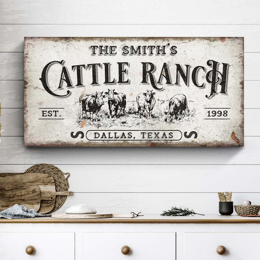 Branded Cattle Ranch Sign canvas by Tailored Canvases with rustic cattle art on Tampa Home & Garden Store