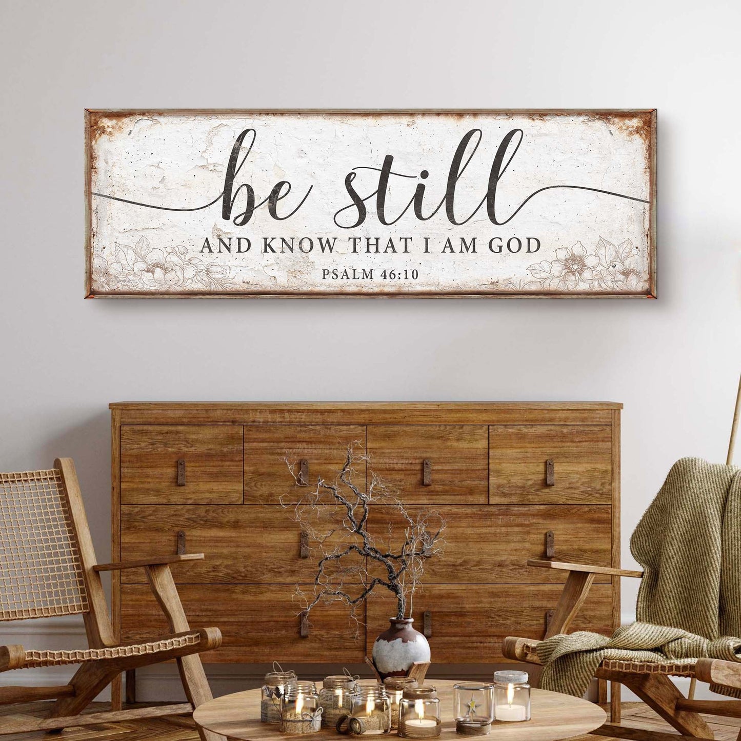 Canvas faith sign by Tailored Canvases Psalm 46:10 Be Still And Know That I Am God on Tampa Home & Garden Store
