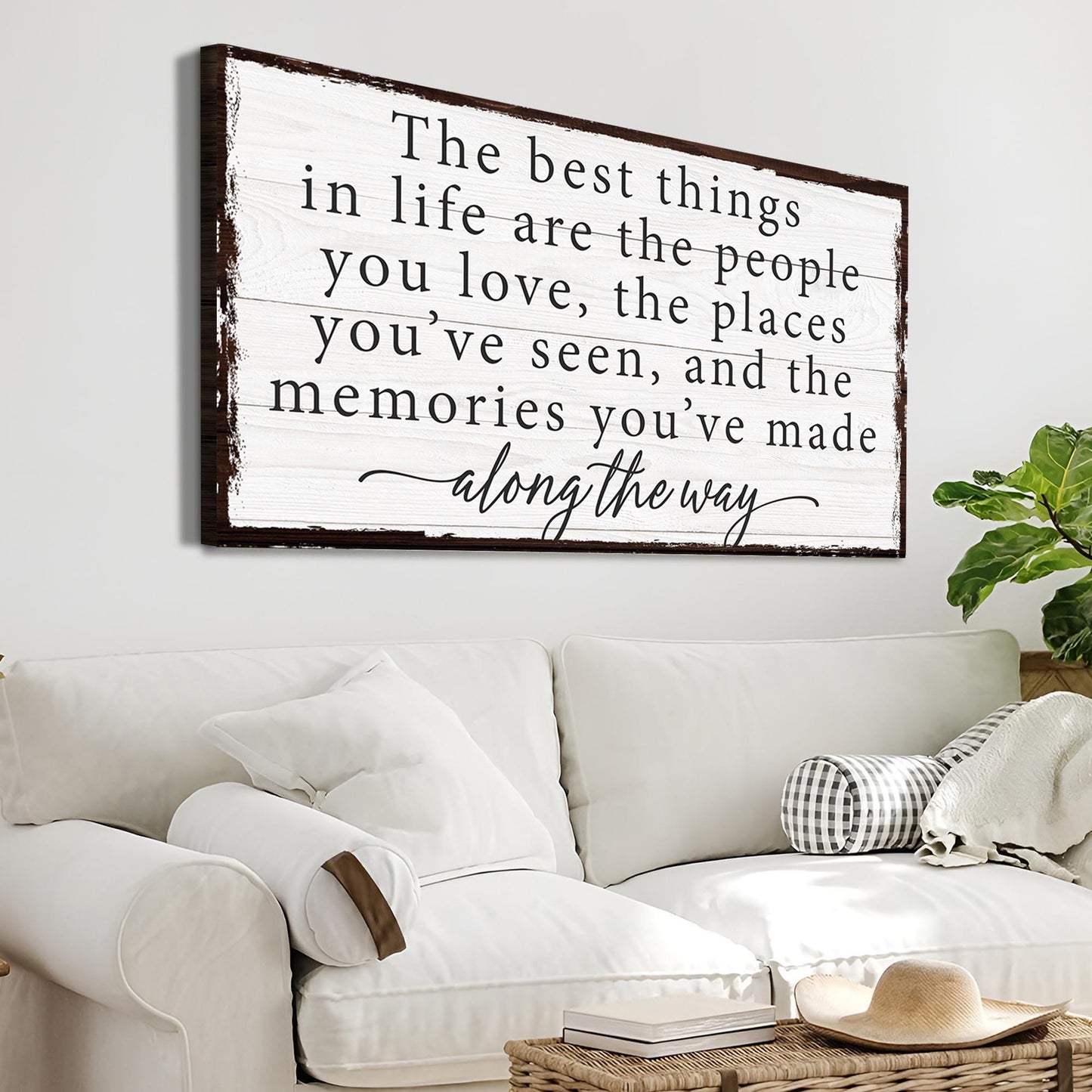 Tailored Canvases The Best Things In Life Sign IV canvas wall art with background and black text on Tampa Home & Garden Store