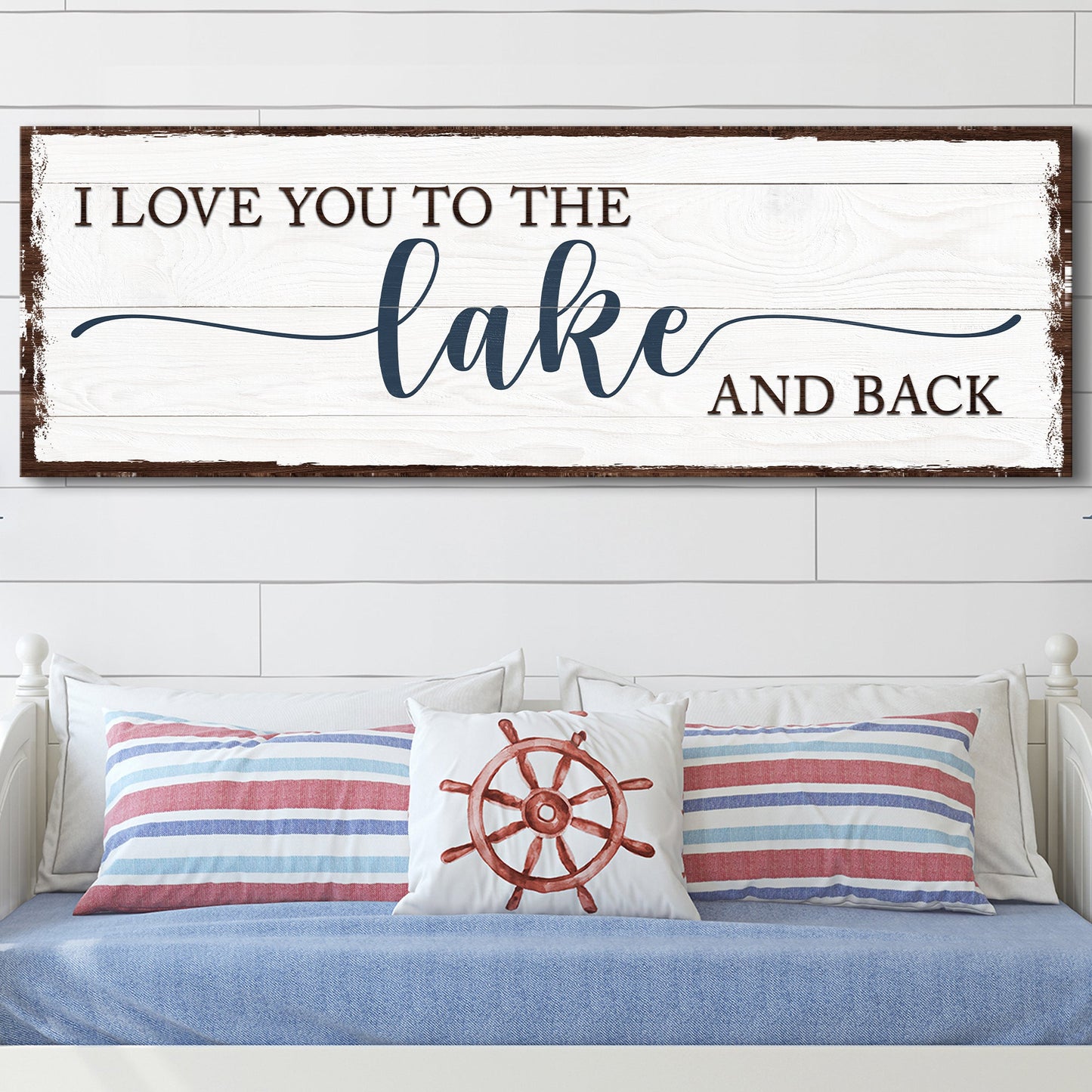 Love You To The Lake And Back Sign III canvas with rustic wood frame Tailored Canvases on Tampa Home & Garden Store