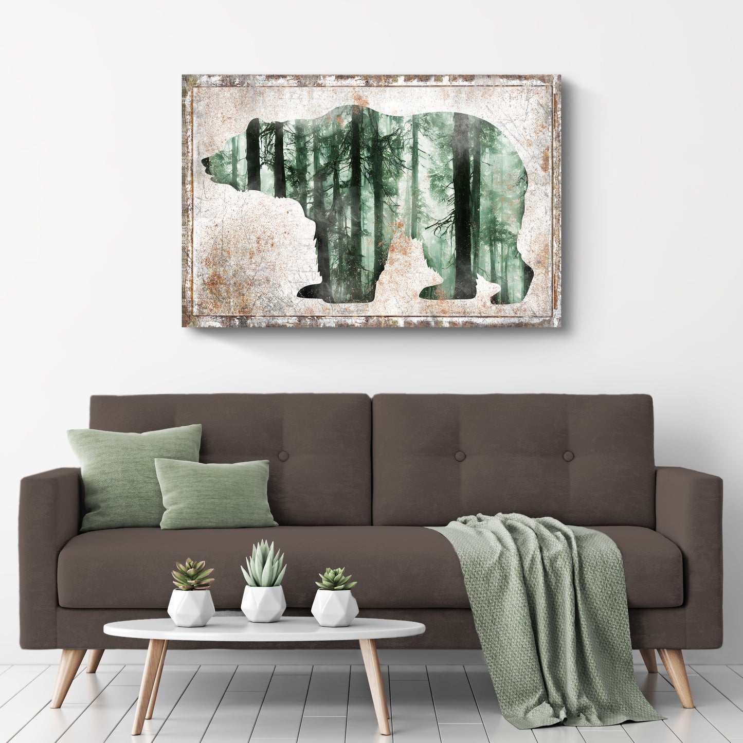Canvas wall art Animals Bear Birch Tailored Canvases with forest bear silhouette on Tampa Home & Garden Store