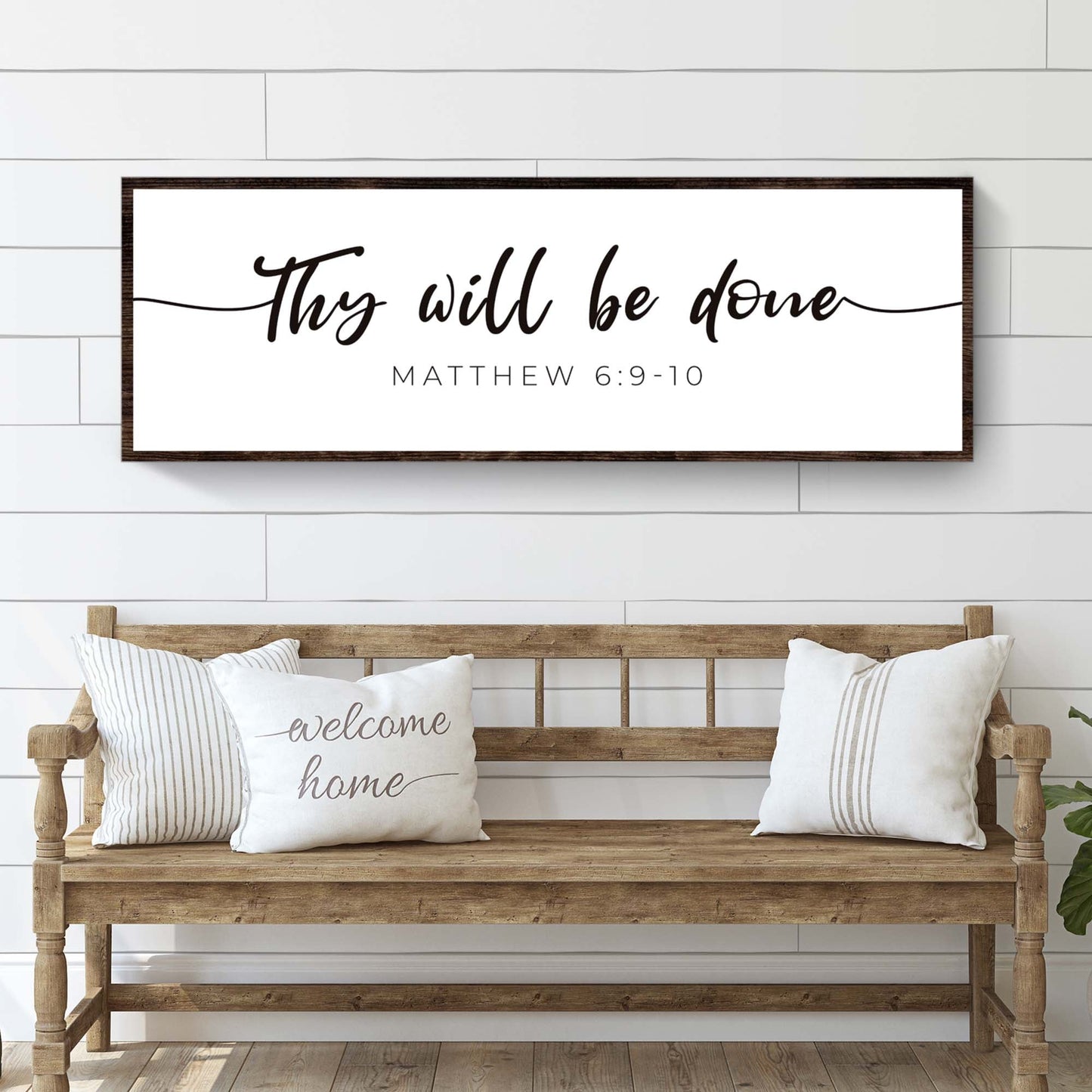 Thy Will Be Done Faith Sign III canvas by Tailored Canvases with dark wood frame on Tampa Home & Garden Store