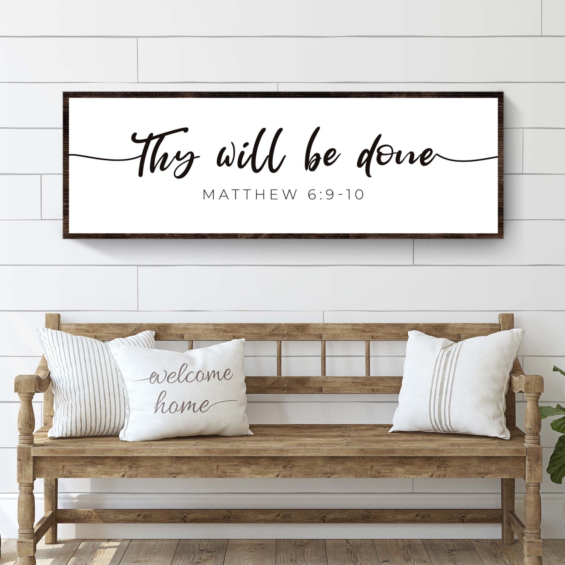 Thy Will Be Done Faith Sign III canvas by Tailored Canvases with dark wood frame on Tampa Home & Garden Store