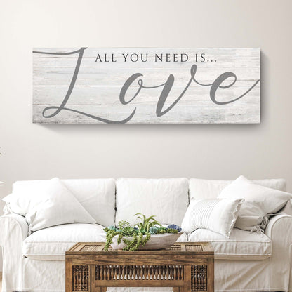 All You Need Is Love Sign IV canvas wall art, whitewashed rustic wood, Tailored Canvases on Tampa Home & Garden Store