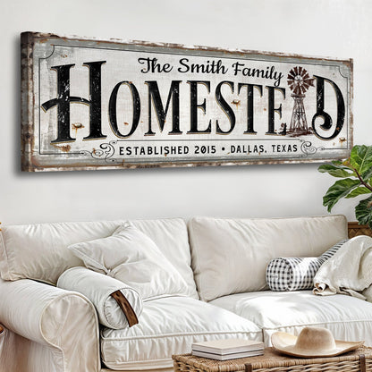 Vintage Rust Homestead Sign canvas Tailored Canvases, distressed rustic wall art with windmill on Tampa Home & Garden Store