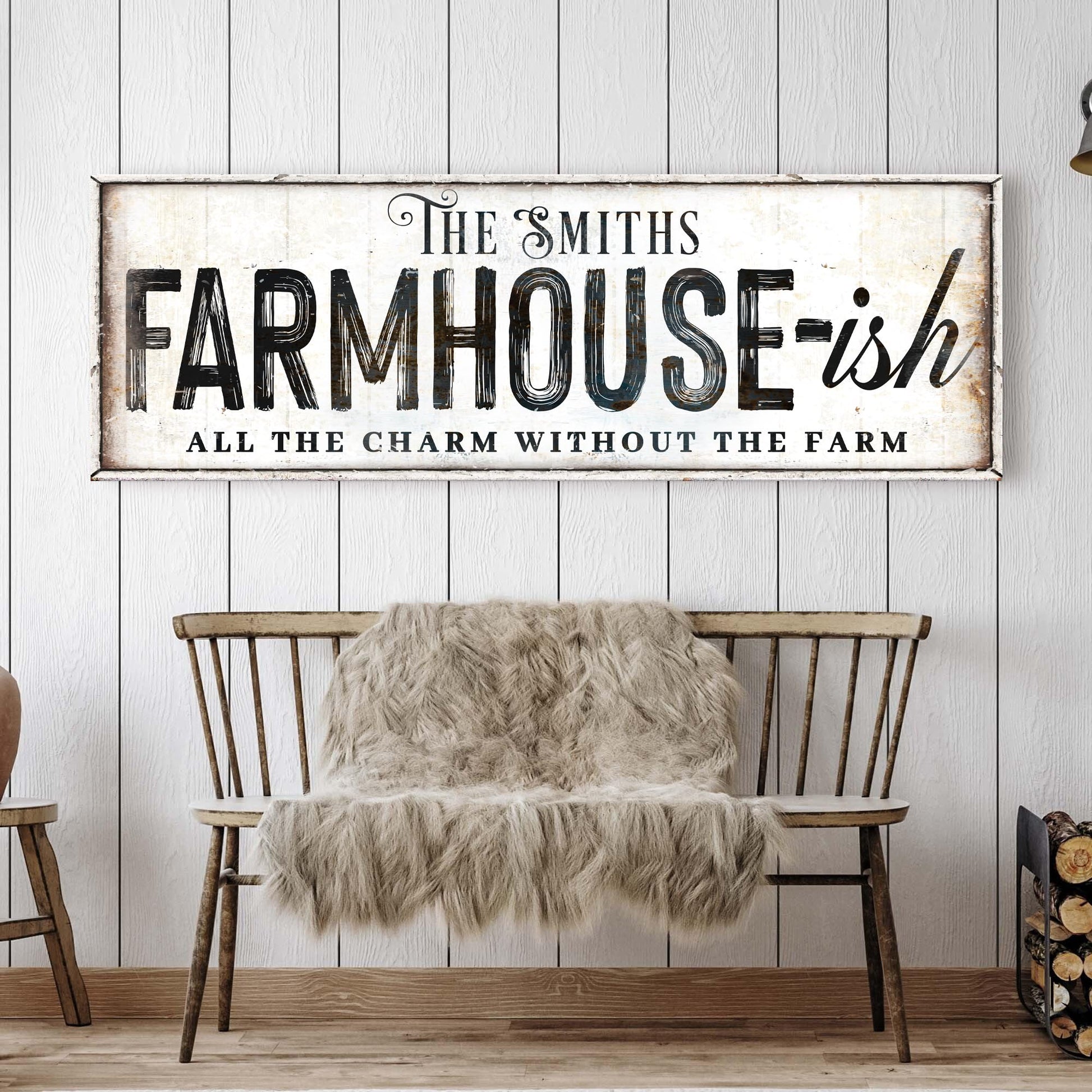 Farmhouse-Ish Sign V canvas crafting sign with distressed white panel and black lettering on Tampa Home & Garden Store