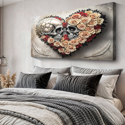 Skull and Flowers Wall Art VII canvas by Tailored Canvases, crafting canvas with beige roses on Tampa Home & Garden Store