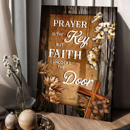 Canvas by Tailored Canvases wood panel with florals Prayer Is The Key But Faith Unlocks The Door on Tampa Home & Garden Store