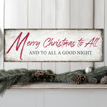 Canvas sign Merry Christmas To All And Goodnight Sign III with red script on Tampa Home & Garden Store
