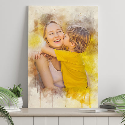 Mother's Day Watercolor Sign Mother and Child canvas by Tailored Canvases warm backdrop on Tampa Home & Garden Store