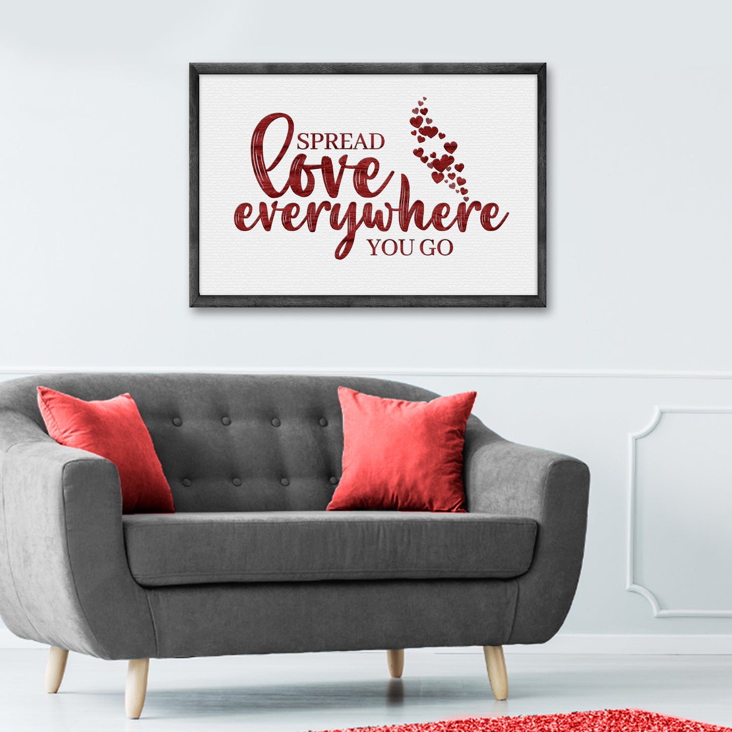 Valentines Day Sign IV canvas Tailored Canvases red Spread love everywhere frame on Tampa Home & Garden Store