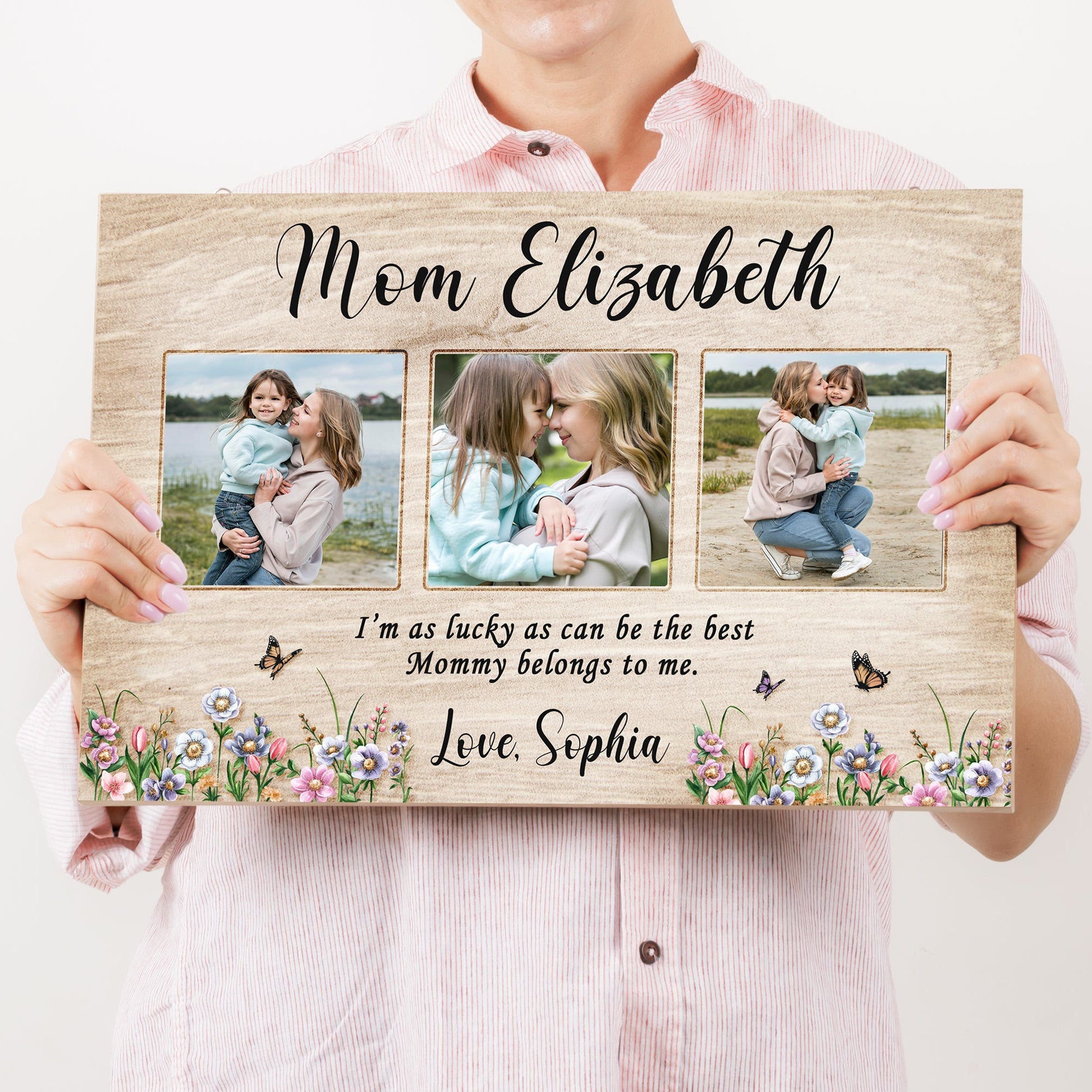 Canvas Mother's Day Sign The Best Mommy Belongs To Me Tailored Canvases rustic wood panel on Tampa Home & Garden Store