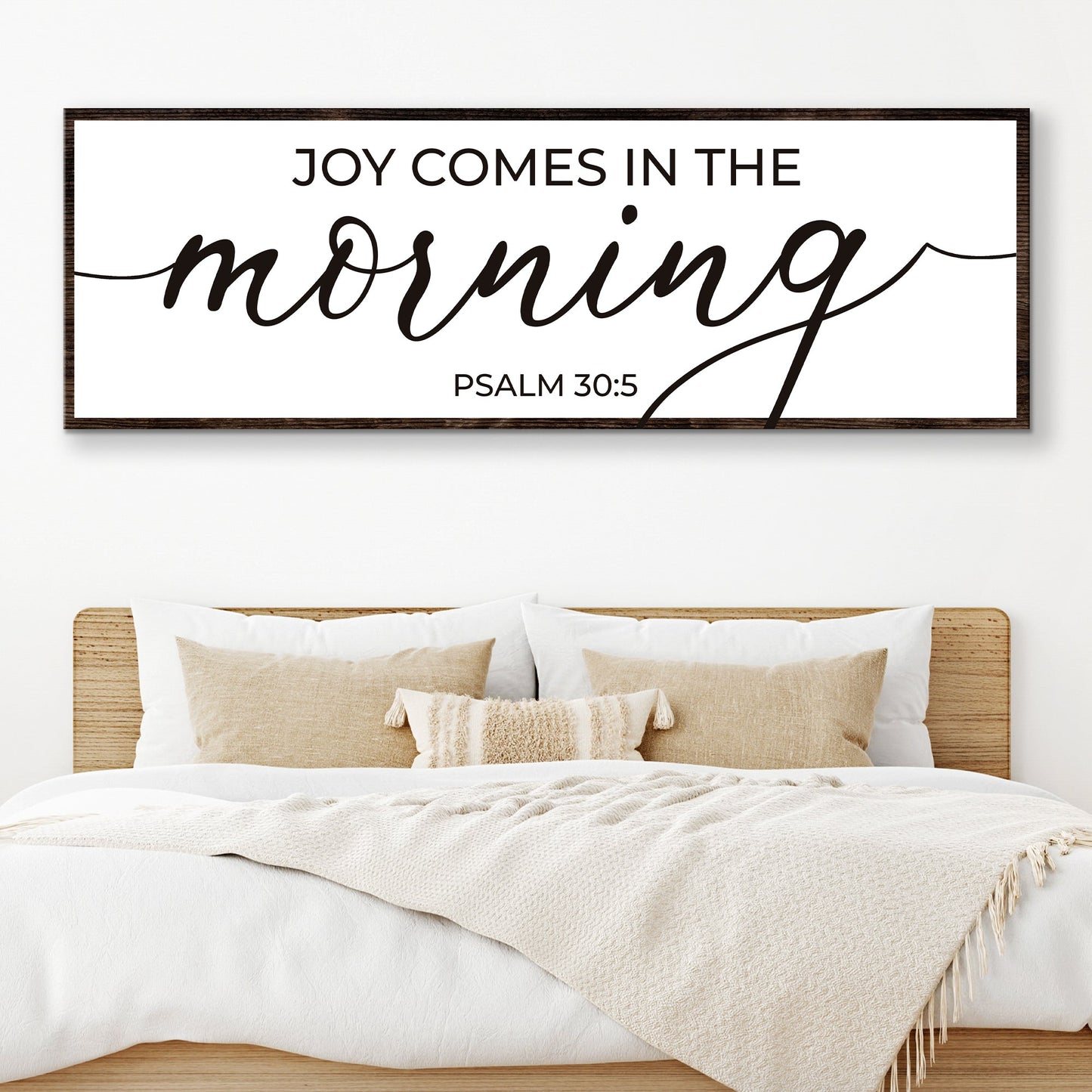 Joy Comes In The Morning Faith Sign III canvas Tailored Canvases with script and wood frame on Tampa Home & Garden Store