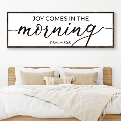 Joy Comes In The Morning Faith Sign III canvas Tailored Canvases with script and wood frame on Tampa Home & Garden Store