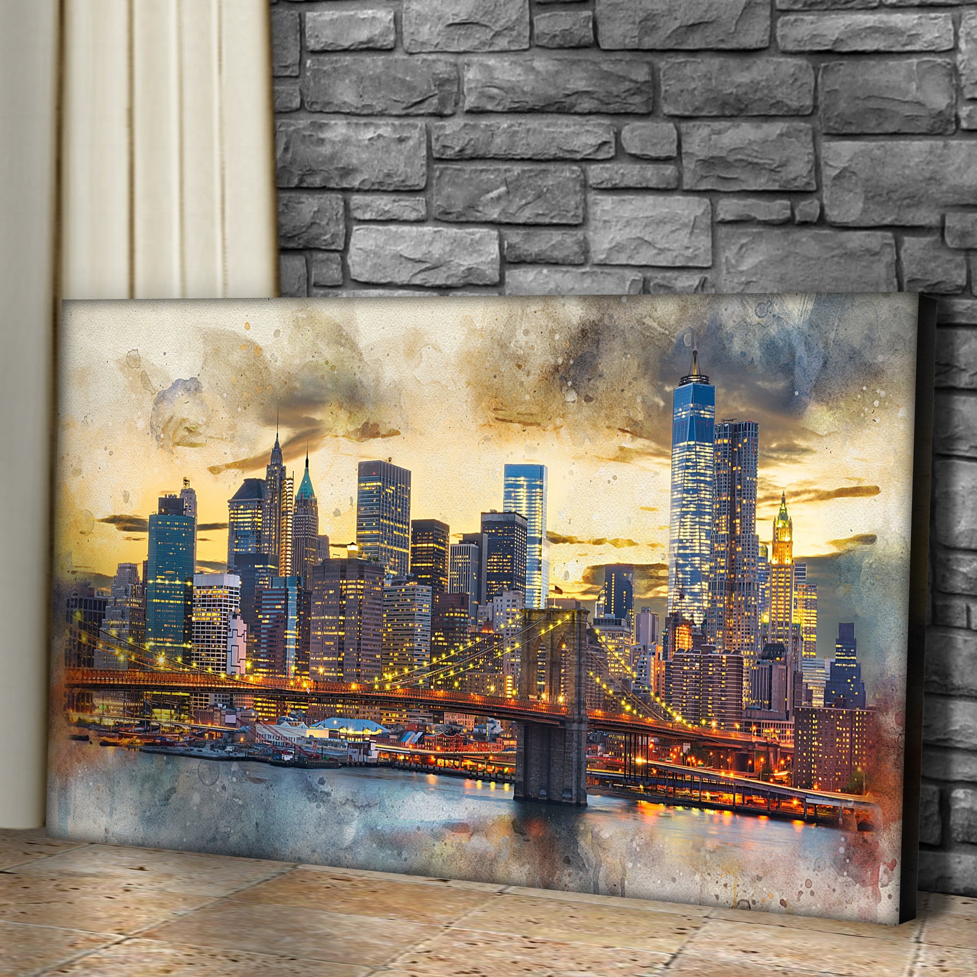 New York City Night View Canvas Wall Art by Tailored Canvases, skyline at sunset on Tampa Home & Garden Store