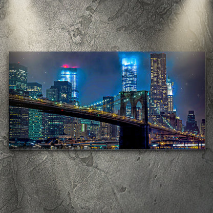 Brooklyn Bridge Night View Canvas Tailored Canvases; night skyline with bridge on canvas on Tampa Home & Garden Store