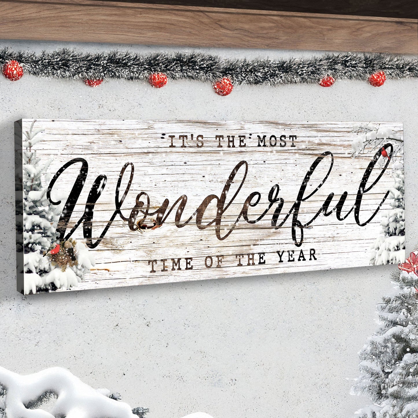 Canvas Christmas sign Tailored Canvases rustic whitewashed wood with black script on Tampa Home & Garden Store