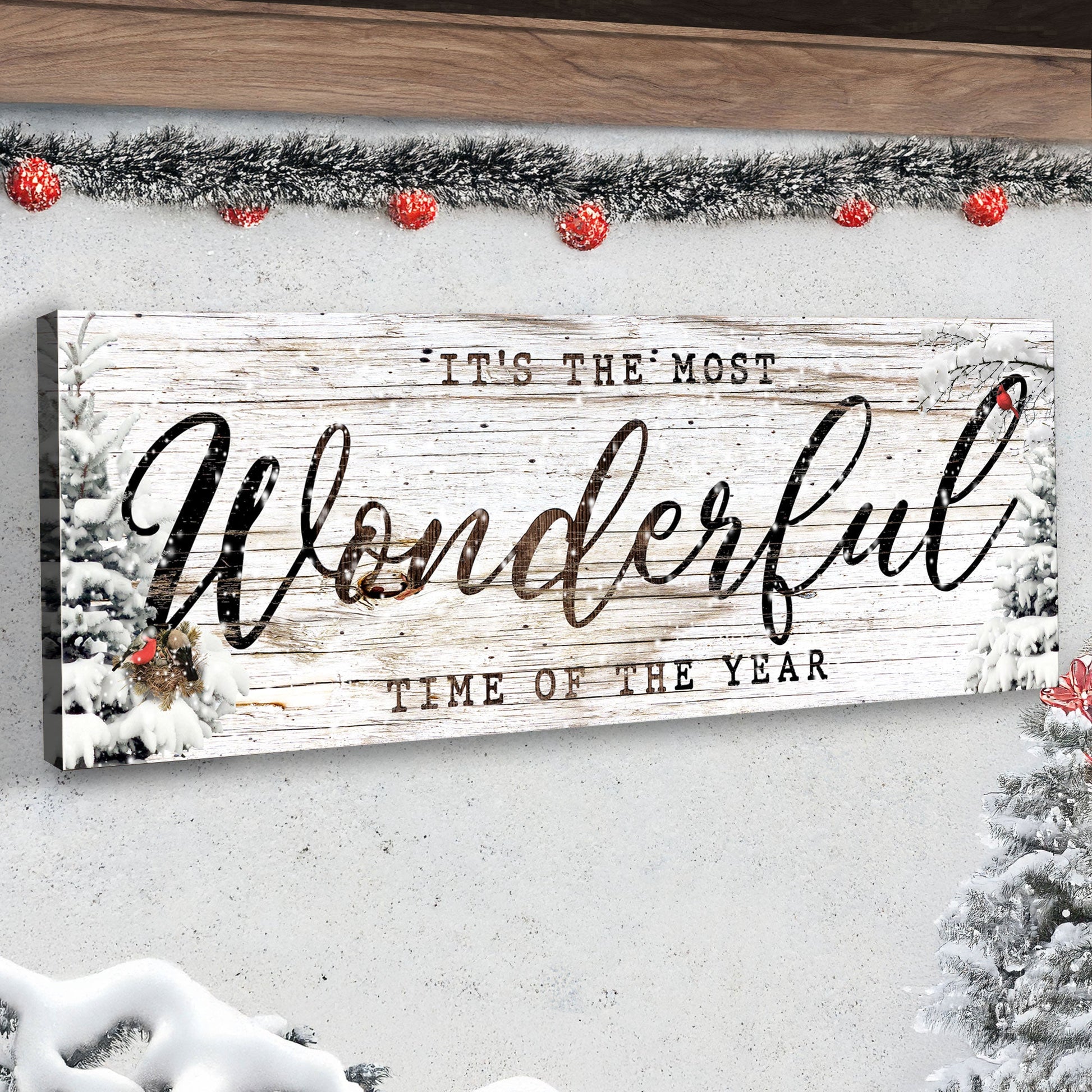 Canvas Christmas sign Tailored Canvases rustic whitewashed wood with black script on Tampa Home & Garden Store