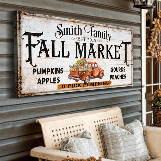 Fall Market Pumpkin Patch Sign canvas by Tailored Canvases with pumpkins and vintage truck on Tampa Home & Garden Store