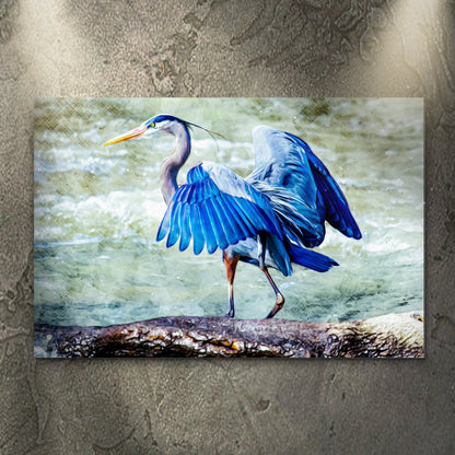 Beach Blue Heron Canvas Wall Art II by Tailored Canvases, blue heron on water canvas on Tampa Home & Garden Store