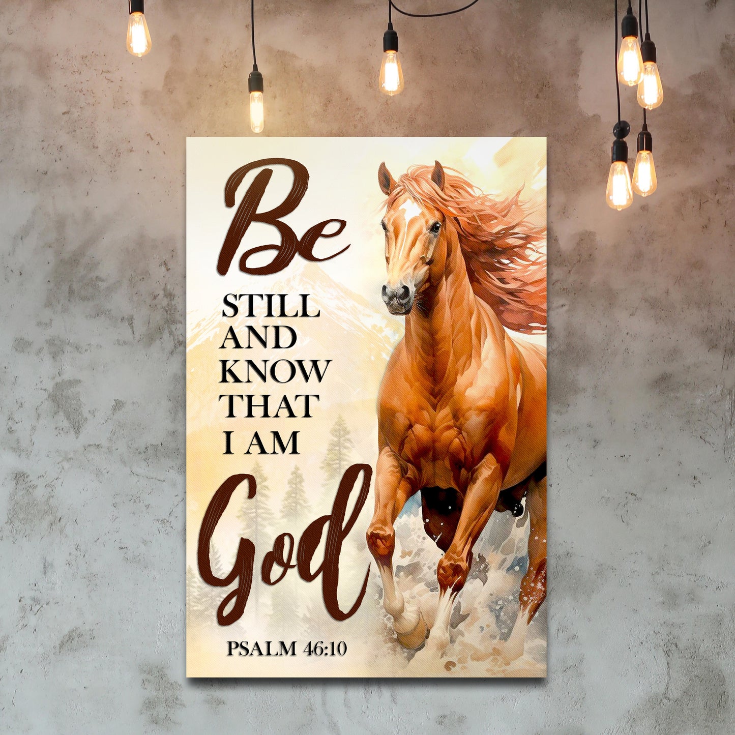 Canvas Be Still And Know That I Am God Psalm 46:10 faith sign Tailored Canvases with horse art on Tampa Home & Garden Store