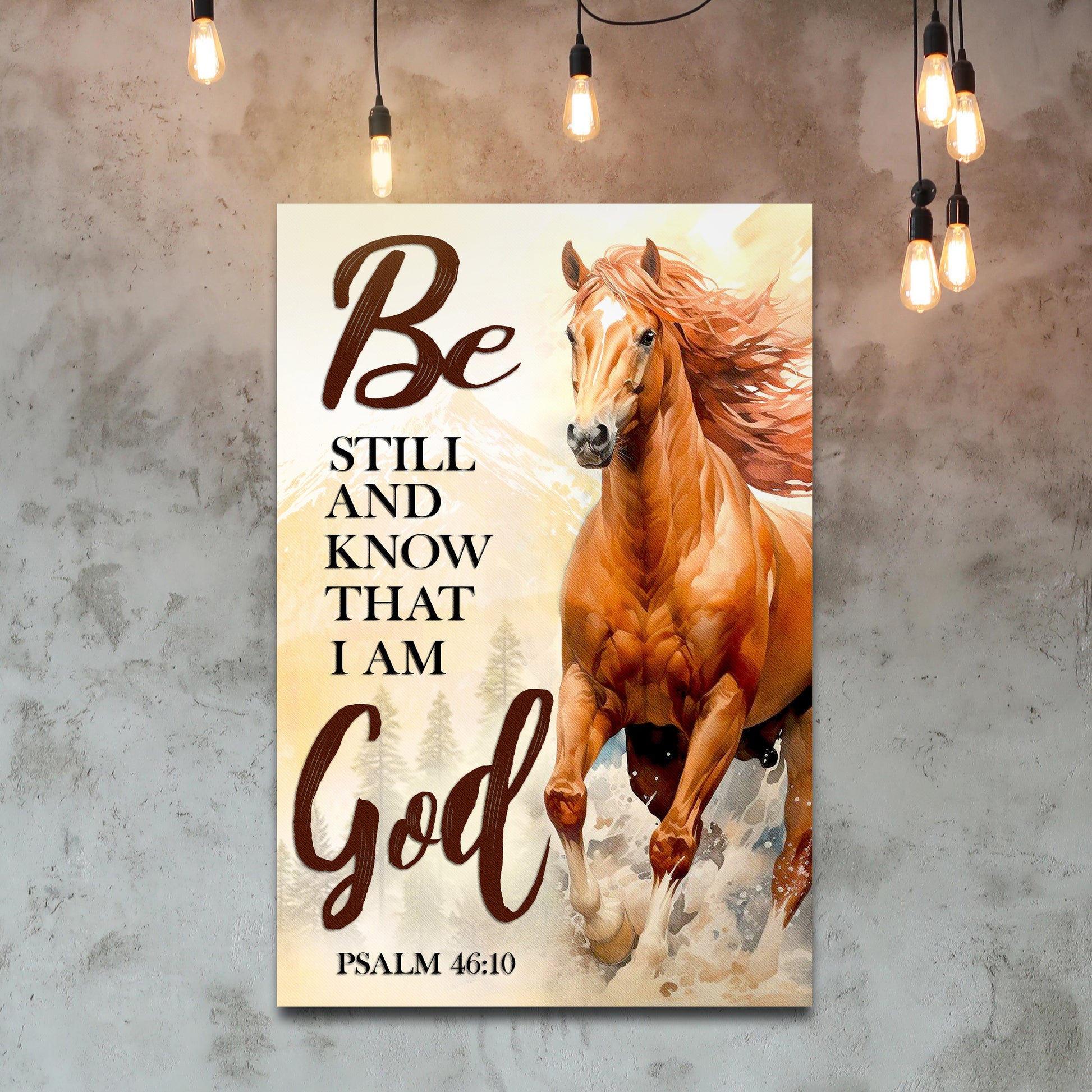 Canvas Be Still And Know That I Am God Psalm 46:10 faith sign Tailored Canvases with horse art on Tampa Home & Garden Store