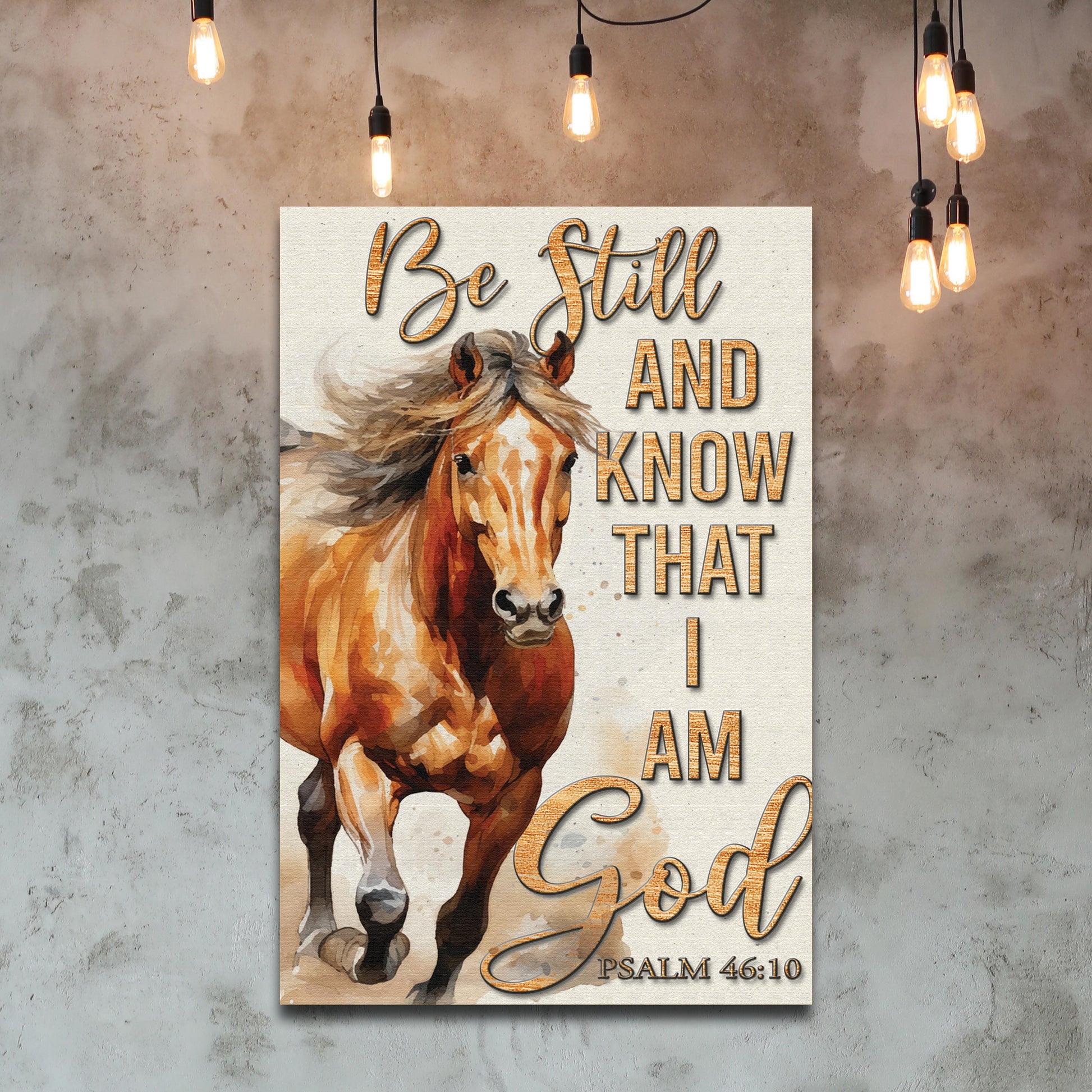 Be Still And Know That I Am God canvas sign by Tailored Canvases with horse artwork on Tampa Home & Garden Store
