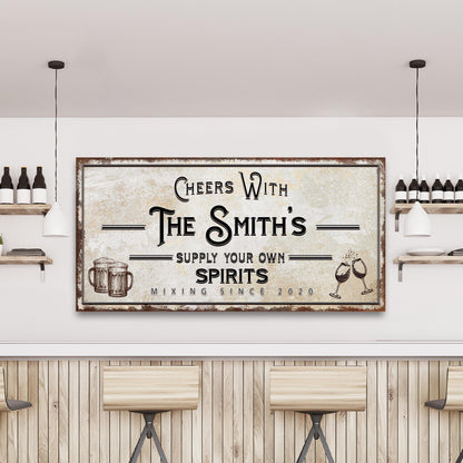 Supply Your Own Spirits Bar Sign canvas Tailored Canvases, crafting canvas with vintage sign art on Tampa Home & Garden Store