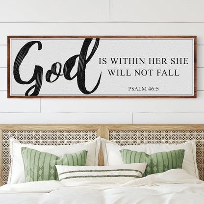 Tailored Canvases canvas sign reading God is within her she will not fall Psalm 46:5 framed on Tampa Home & Garden Store